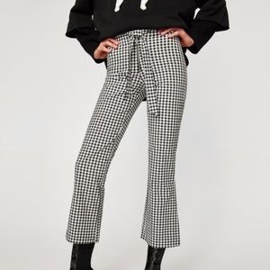 Zara plaid tie flare pants